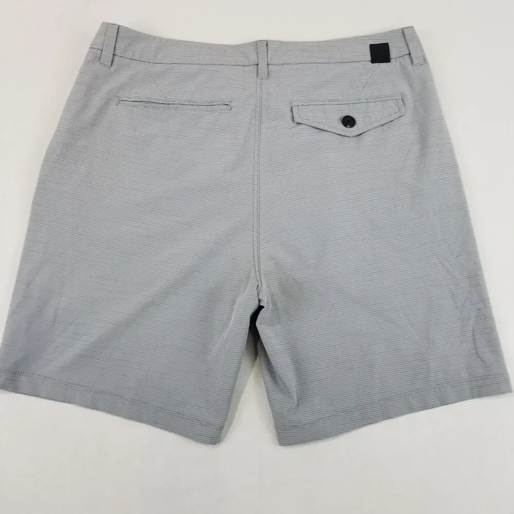 Vuori Shorts Mens 33 Gray Stripe Stretch Chino 6 In Inseam Travel Casual Golf